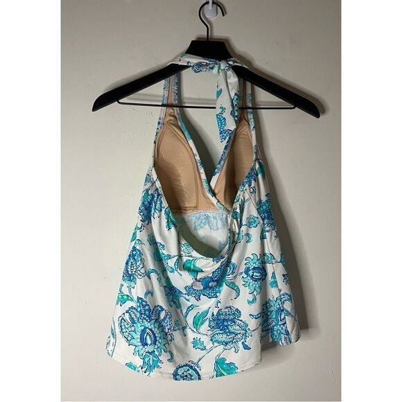 Lands’ End Blue, Green, and White Halter Tankini Size 8 - Picture 2 of 7
